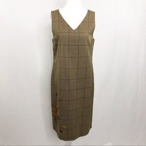 chinese dress ladies Harve Benard Beige Linen Blend Buttoned Collared Lined A Line Dress Si   Thrift Threads